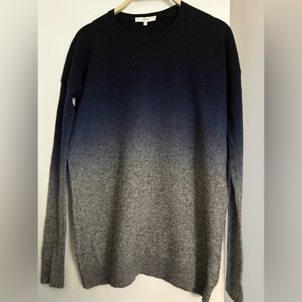 Vince Cashmere Ombre Crewneck Sweater in Navy and Gray